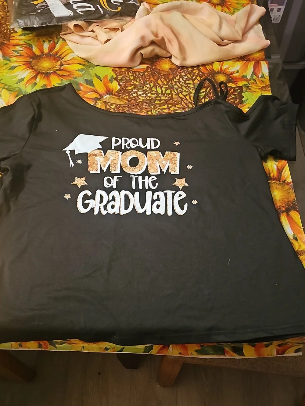 Proud Mom of the Graduate Black Graphic Tee